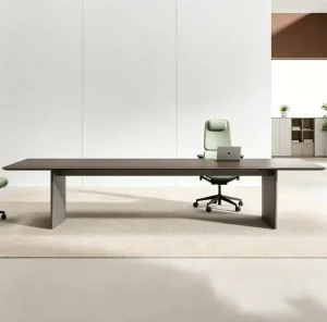 Modern Minimalist MDF Conference Table Wood Legs Corrosion Resistant Rectangular Design for 10 People Office Furniture