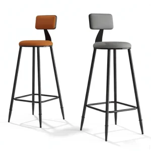 Modern Minimalist Metal Bar Stool with Backrest Soft Velvet Cushion High Stool Bar Chairs for Cafe Hotel Home Kitchen