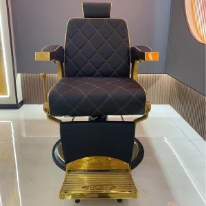 Modern Minimalist Metal Barber Chair Light Luxury Adjustable Height Reclining Rotatable Armrests Salon Furniture Model C65