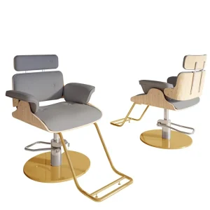 Modern Minimalist Metal Barber Salon Chair with Rotatable Armrests and High density Sponge Seat for Hair Salons
