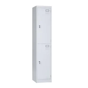 Modern Minimalist Metal Storage Wardrobe with Hanging Rod Durable 2 Door Steel Bedroom Closet Cabinet