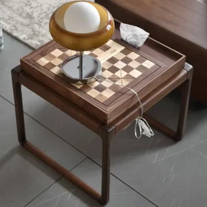 Modern Minimalist New Chinese Style Side Table North American Black Walnut Coffee Table Functional Chess Table with Checkerboard