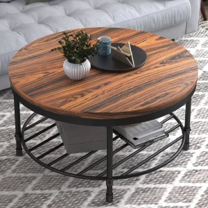 Modern Minimalist Nordic Light Luxury Coffee Table Set Iron Frame Solid Wood Top Multifunctional Storage for Living Room Sofa