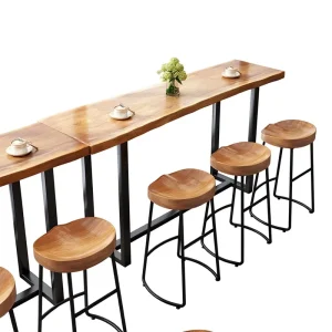 Modern Minimalist Nordic Style Bar Stool Made of Solid Wood Iron Non-adjustable Height for Home Bar Restaurant Coffee Lounge Use