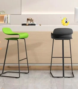 Modern Minimalist Nordic bar Stools with Low Back Metal Frame Chairs