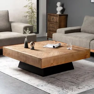 Modern Minimalist Oak Solid Wood Top Durable Coffee Table for Small Apartment Living Room Furniture Set with Wood Frame