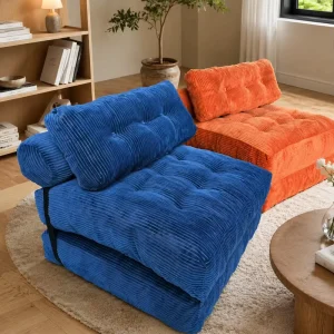 Modern Minimalist One Seat Folding Lazy Sofa with Fabric Cover and High Density Sponge for Living Room Hotel Bedroom