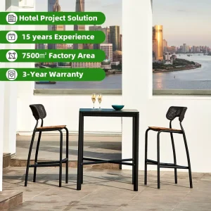 Modern Minimalist Outdoor Aluminum Rope Rattan Bar Set Chair and High Stool for Hotel Apartment Use