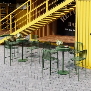 Modern Minimalist Outdoor Iron Bar Height Dining Set Sunproof Apartment Restaurant Patio Furniture Lightweight Strong