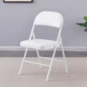 Modern Minimalist PU Iron Folding Chair Portable Wear Resistant for Living Room Bedroom Apartment Outdoor Dining Spaces