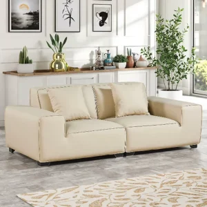 Modern Minimalist PU Leather Eco Friendly Two Seat Modular Corner Sofa for Living Room