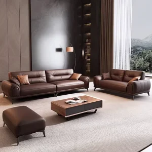 Modern Minimalist PU Leather Three person Meeting Chatting and Relaxing Sectional High Density Sponge Office Sofa Set