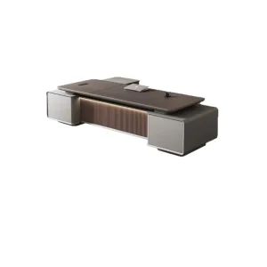 Modern Minimalist PVC Ergonomic Executive Desk and Chair Set for Office