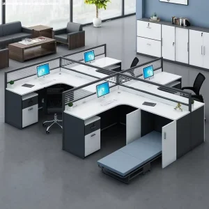 Modern Minimalist PVC L-shaped Office Desk Fireproof Cable Junction Box Free Shipping Multi-person Partition Screen Cubicle Home