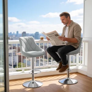 Modern Minimalist Padded PU Leather Eco friendly 360 Swivel Height Adjustable Stable Base High Bar Home Bar Commercial Use