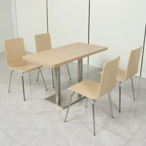 Modern Minimalist Rectangle School Library Reading Room Furniture Restaurant Canteen Wooden Frame Dining Chair Table