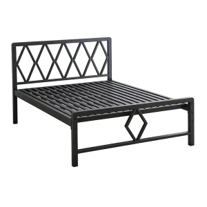 Modern Minimalist Single Metal Bed Frame in Black Wrought Iron Headboard Footboard Portable Design No Box Spring Needed