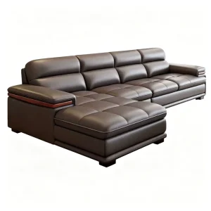 Modern Minimalist Small Apartment Sofa in Premium First layer Leather with Light Luxury Design and Ergonomic comfort Seating