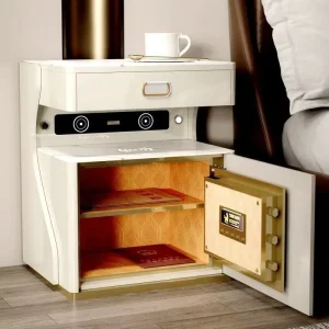 Modern Minimalist Smart Bedside Cabinet SafeLockable Bluetooth Speaker Wireless Charging Tri Color LED Light Hospital