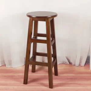 Modern Minimalist Solid Wood High Bar Stool with High Backrest and Armrest for Home Kitchen Hotel Cafe Use