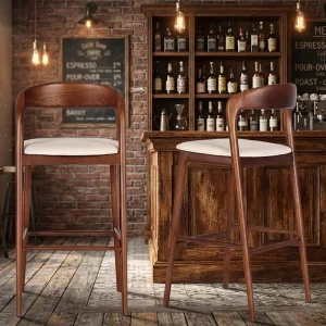 Modern Minimalist Solid Wood Non Foldable Bar Stool Backrest Model 8001 High quality Restaurant Living Room Commercial Use