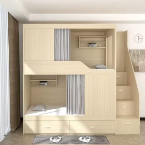 Modern Minimalist Space Capsule Bunk Bed Fully Enclosed Private Wooden Bed Frame for Student Dormitory Hostel and Apartment