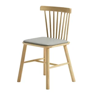 Modern Minimalist Spindle Back Dining Chair Set PU Upholstered Seat Wooden Durable Eco Friendly for Restaurant Hotel Cafe Decor