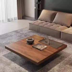Modern Minimalist Square Walnut Coffee Table Italian Minimalist Floating Design Wabi Sabi Solid Wood Center Table f Living Room
