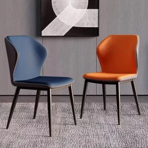 Modern Minimalist Stain Resistant Leather Dining Chairs for Home Use Industrial Style Light Luxury Backrest Dining Chairs