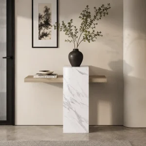 Modern Minimalist Steel Countertop Entrance Hall Table High-End Foyer Desk Entrance Cabinet Hotel Clubhouse Hall Focal Point