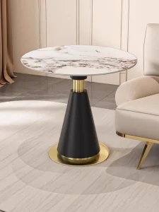 Modern Minimalist Stone Panel Coffee Table with Metal Frame for Home Living Room Use Customizable Small Table