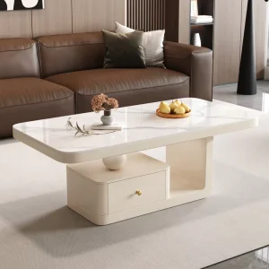 Modern Minimalist Stone Slab Coffee Table with Storage Space for Small Apartment Living Room Home Furniture