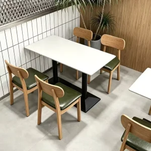 Modern Minimalist Stone slab Commercial Dining Tables Chairs Sets for Restaurants Milk Tea Shops Burger Joints Snack Bars