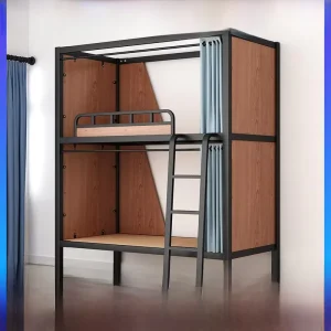 Modern Minimalist Student Double Bunk Bed Height Adjustable Iron Frame Durable and Eco Friendly Dormitory Bed for Bedroom Use