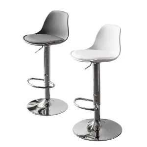 Modern Minimalist Swivel Bar Stool Height Adjustable 56-77cm Counter Chair Backrest with 38.5cm Base for Small Spaces