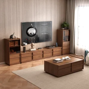 Modern Minimalist TV Table with Double sided Storage Zoned Large Capacity Tea Table with Silent Damping Slides