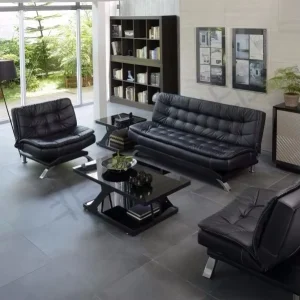 Modern Minimalist Three Person Office Sofa Bed with Folding Coffee Table for Business Reception and Guest Areas