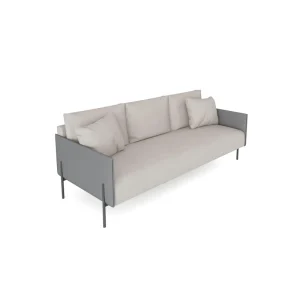 Modern Minimalist Three Seat Eco Friendly PU Leather Office Sofa with Metal Legs for Commercial Use