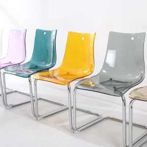 Modern Minimalist Transparent Dining Chair Acrylic Plastic Home Office Kitchen Restaurant