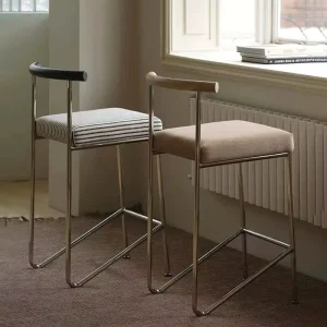 Modern Minimalist Velvet Upholstered Tufted Dining Bar Stool Stainless Steel Frame Stable Custom for Dining
