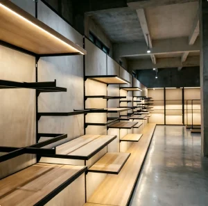 Modern Minimalist Wall Mounted Clothing Rack Custom Metal Boutique Display System Eco Friendly Retail Interior Solution