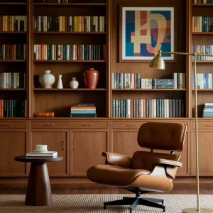 Modern Minimalist Walnut Grid Bookshelf Built in Open Shelf Custom Library Storage Living Room Furniture Portable