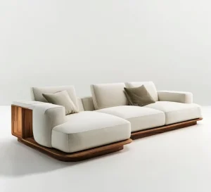 Modern Minimalist Walnut Straight Row Fabric Sofa Bed Set Sponge Creative Light Luxury Living Room for Villas