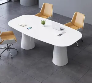 Modern Minimalist White Lacquer Wooden Office Table for Office Building Meetings Consultations Reception