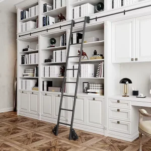 Modern Minimalist White Library Bookshelf home library bookshelf with ladder living room wooden library wall bookcase shelf