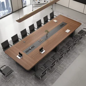 Modern Minimalist Wood Business Large Conference Table 25mm Thick Detachable Cable Box Company Office