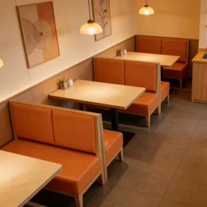 Modern Minimalist Wood Custom Restaurant Furniture Dining Table Chair Set with Sofa and Stool for School and Mall Use