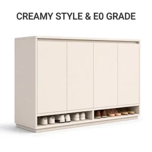 Modern Minimalist Wooden Shoe Cabinet Four-Door Entryway Shoe Rack Freestanding Storage Unit Customizable Size Home Furniture