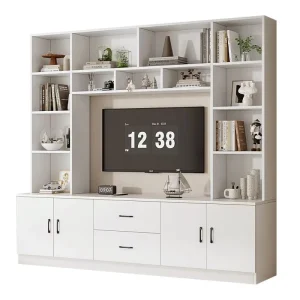 Modern Minimalist Wooden TV Stand Wall Unit Storage Cabinet Media Console for Living Room and Hotel