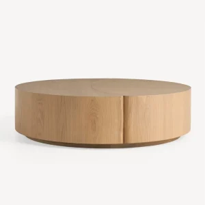 Modern Minimalist round Coffee Table Wooden with Log Design Farmhouse Style Side Table for Living Room or Home Bar